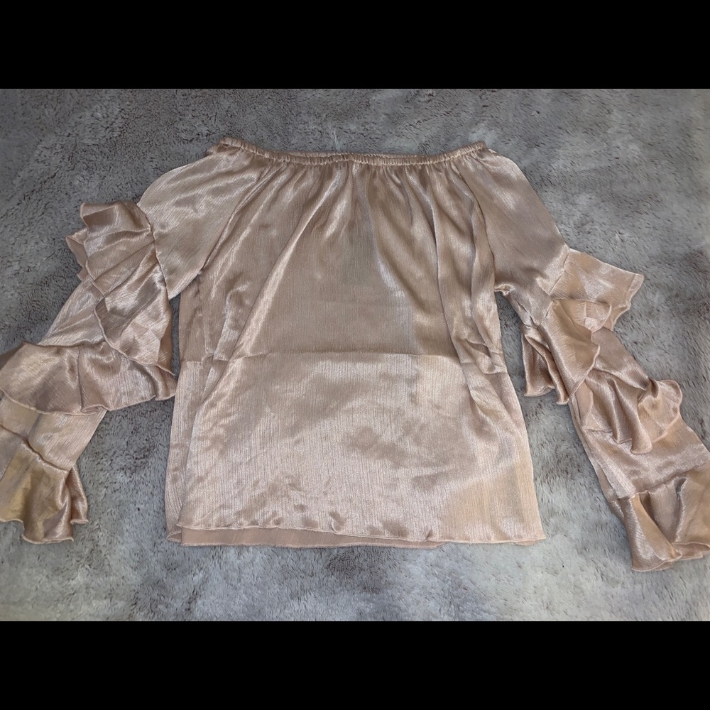Light Pink Satin Bardot Top